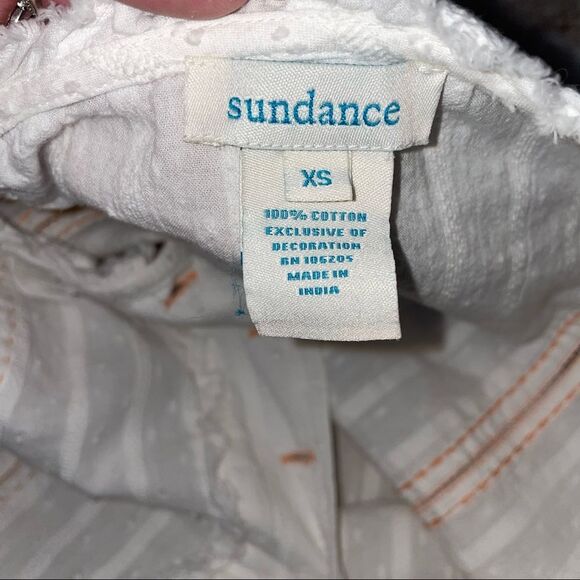 Sundance white balloon sleeve 1/2 button 100% cotton Boho flowy blouse SZ XS - Picture 9 of 9